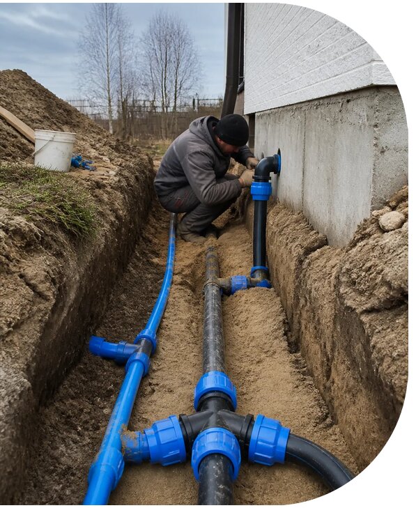 Монтаж наружного водопровода на участке под ключ в Дальнереченске